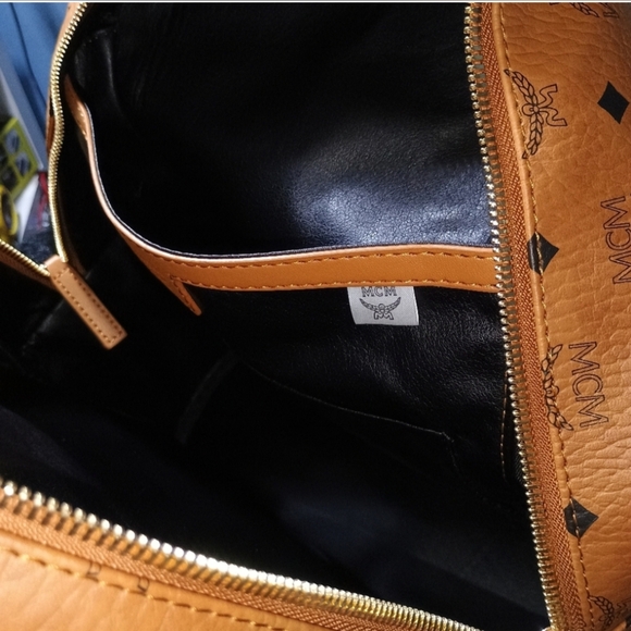 MCM Cognac Backpack Size Large Stark Studded In Visetos Brand NEW - Picture 9 of 11